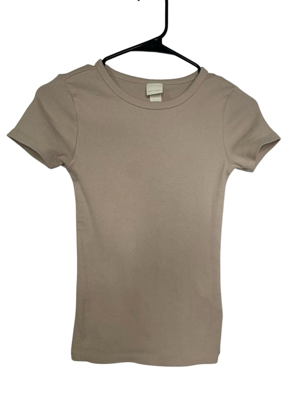 H&M Basic Ribbed Crewneck Tee - Taupe